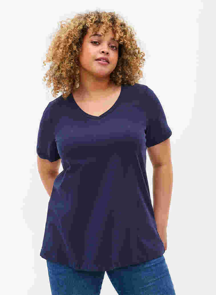 Basic plain cotton t-shirt, Night Sky, Model image number 0
