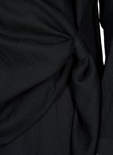 Long-sleeved blouse in viscose with a wrap look, Black, Packshot image number 3