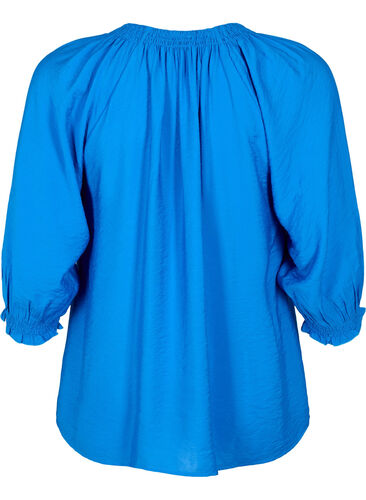 A-shape viscose blouse with 3/4 sleeves, Strong Blue, Packshot image number 1