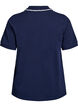 Polo shirt with rhinestone buttons and ruffle detail, Blue, Packshot image number 1
