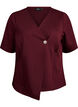 Blouse with asymmetric wrap effect and short sleeves, Red, Packshot image number 0