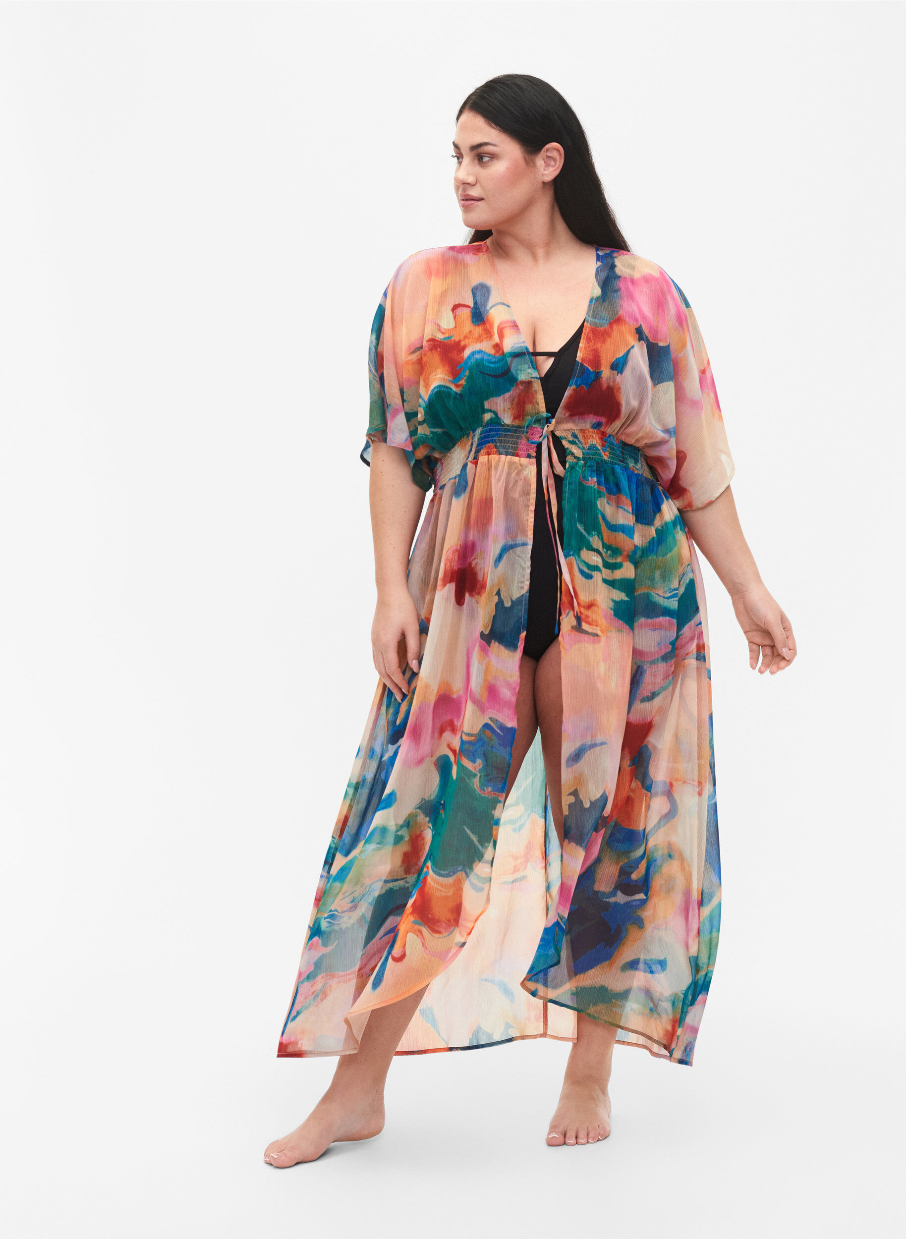 Zizzifashion Beach printed kimono, Watercolor, Model image number 0