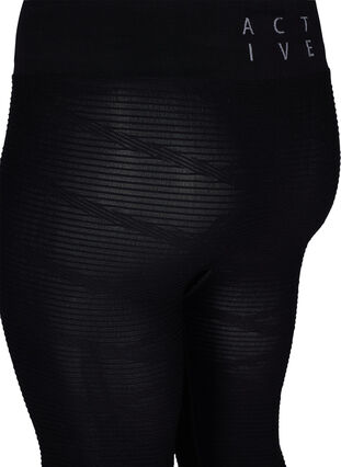 Seamless sport tights with structure pattern, Black, Packshot image number 3