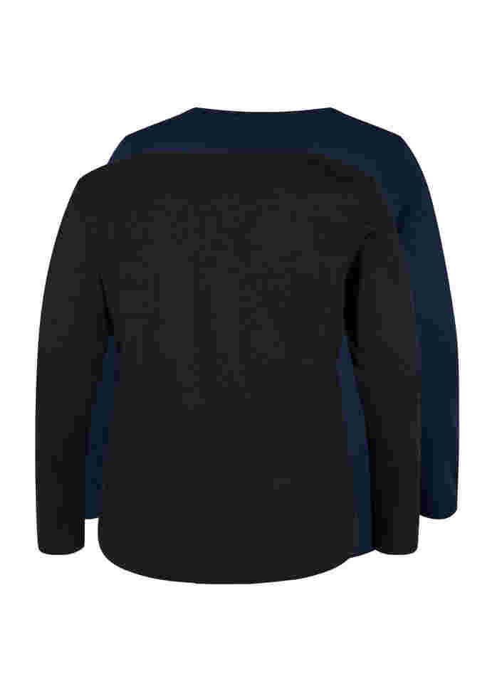 Basic cotton blouse 2-pack, Black/Navy B, Packshot image number 1