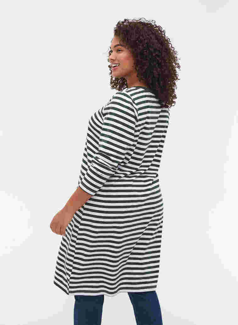 Striped cotton dress with long sleeves , M View w.White Thin, Model image number 1