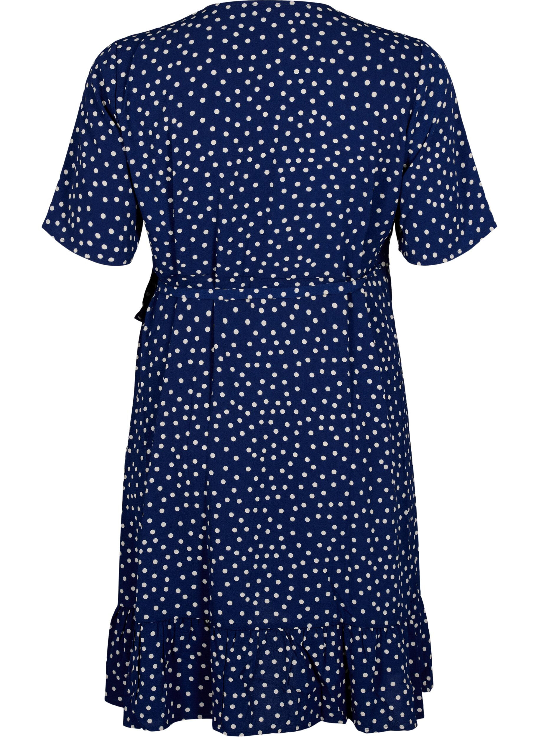 Zizzifashion Printed wrap dress with short sleeves, Blue, Packshot image number 1