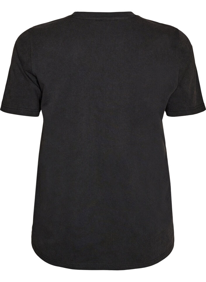 Organic cotton graphic T-shirt, Black, Packshot image number 1