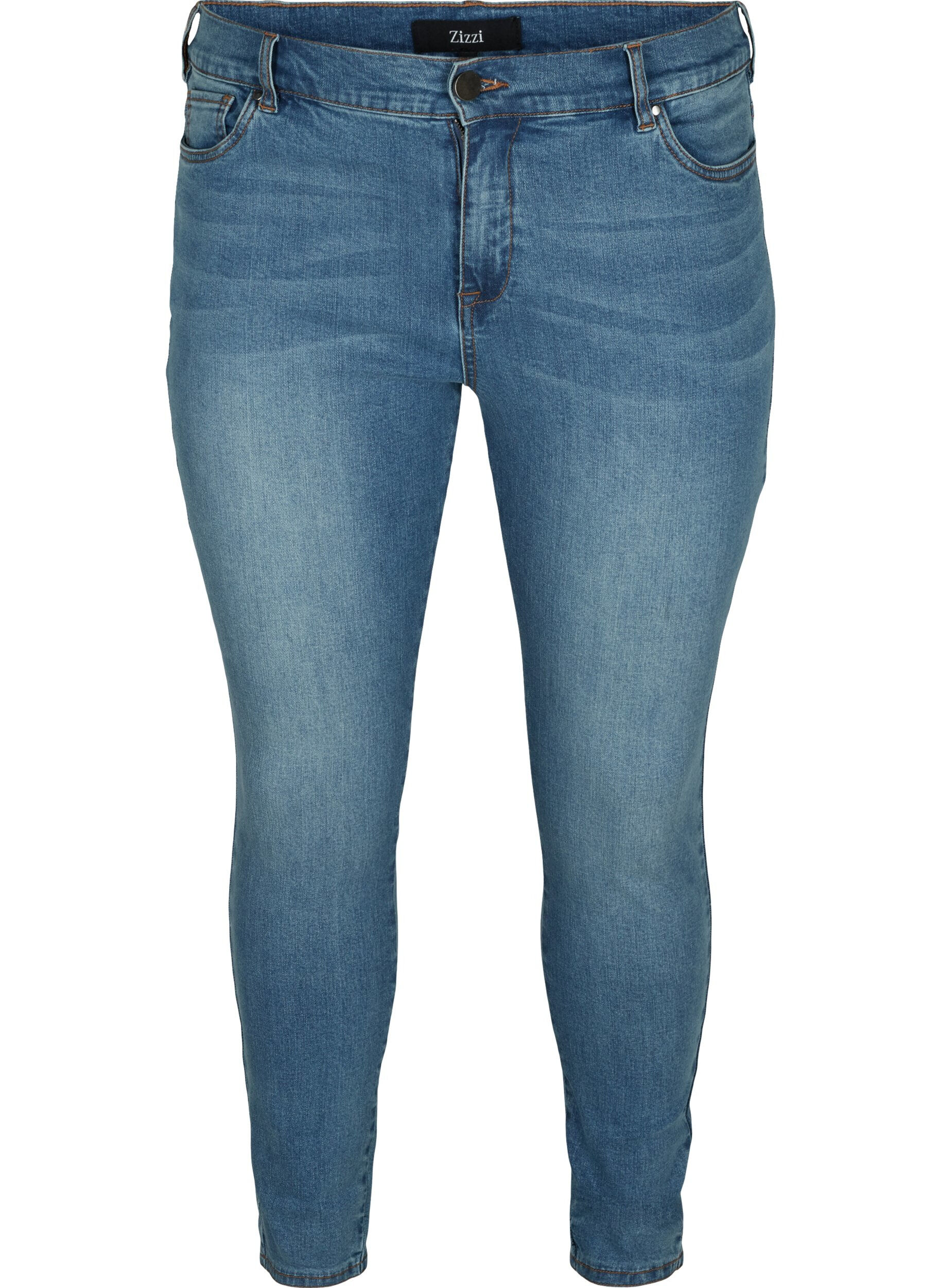 Zizzifashion Cropped Amy jeans with a high waist and bows, Blue denim, Packshot image number 0