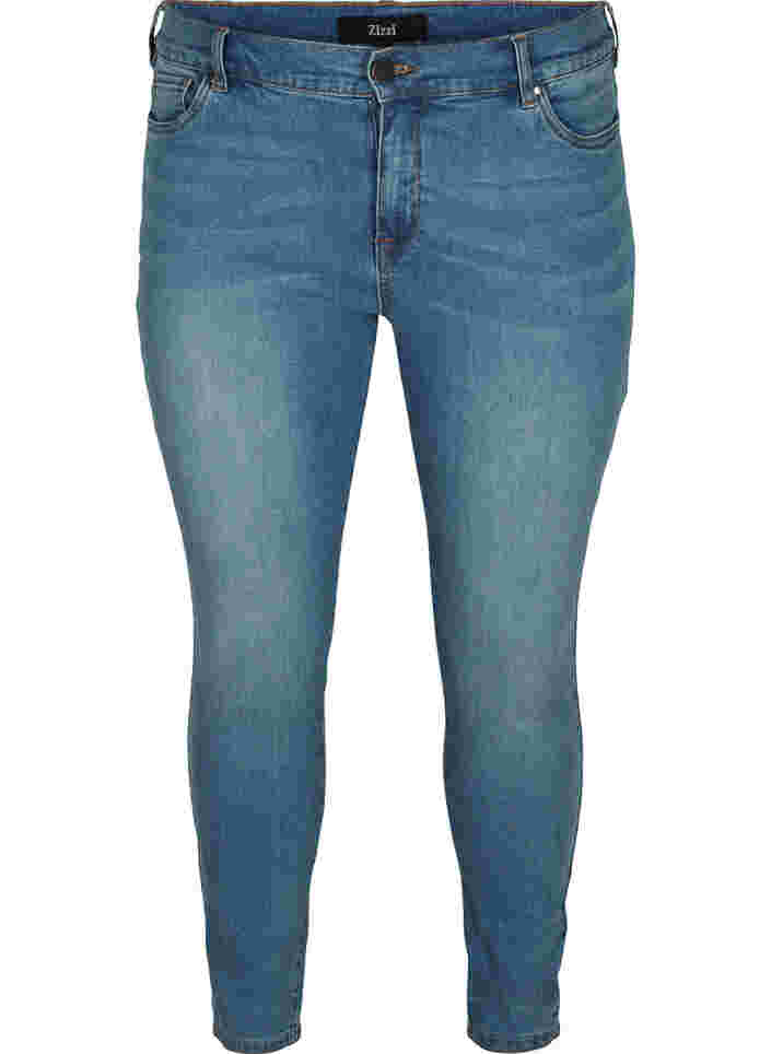 Cropped Amy jeans with a high waist and bows, Blue denim, Packshot image number 0