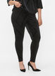 Velour leggings with glitter and pattern, Black, Model image number 1