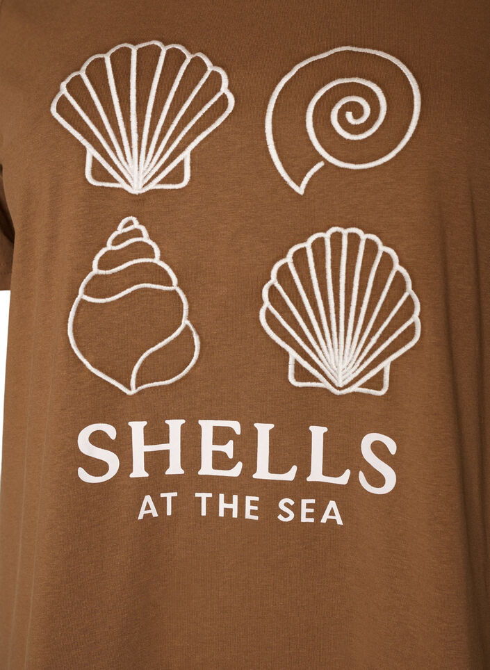 Cotton T-shirt with print, Brown, Packshot image number 2