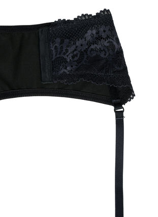 Shiny garter belt with lace, Black, Packshot image number 3