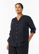 Cotton shirt blouse with V-neck, Black, Model image number 0
