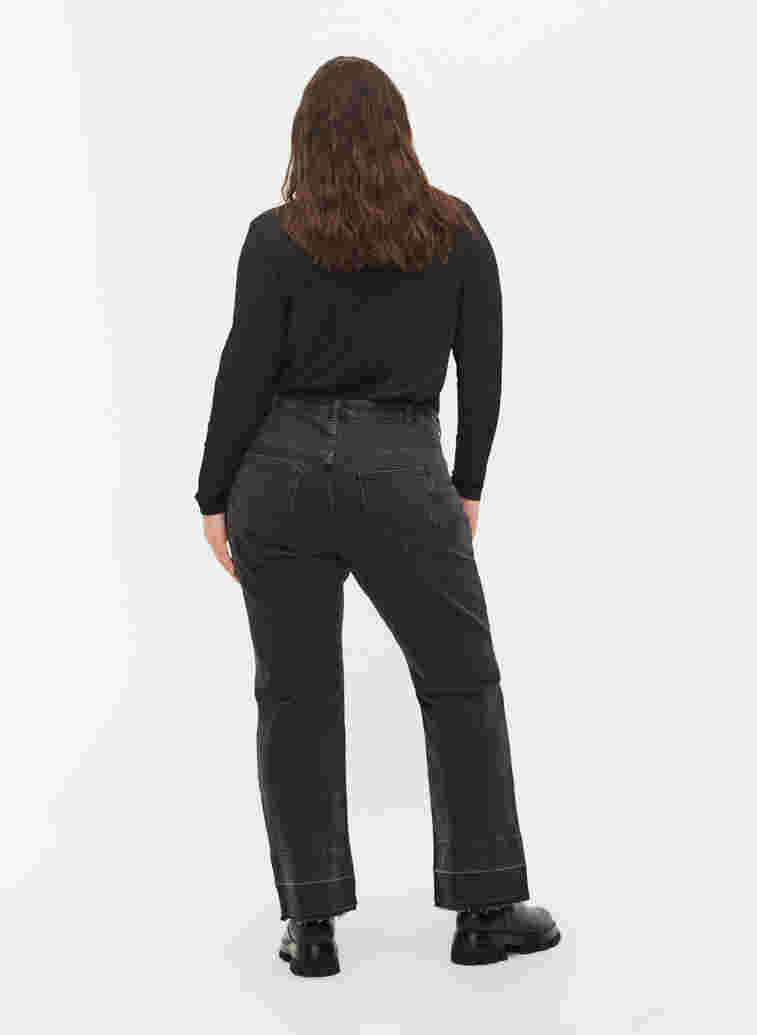 Wide fit high-waisted jeans, Grey Denim, Model