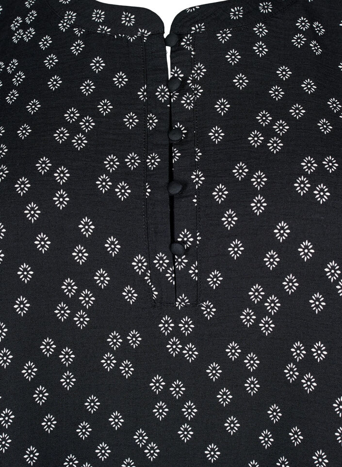 Long-sleeved blouse with pattern and buttons, Black, Packshot image number 2