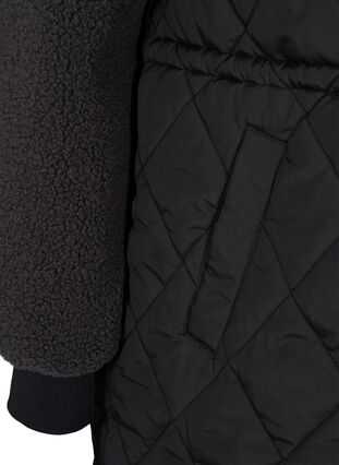Quilted jacket with teddy and an adjustable waist, Black Comb, Packshot image number 3
