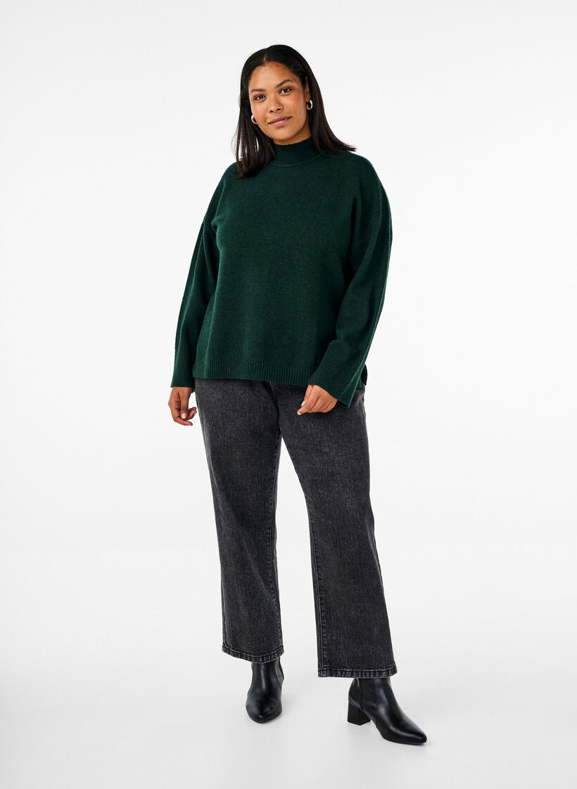 Knitted jumper with ribbed edges, Scarab Mel., Model image number 2