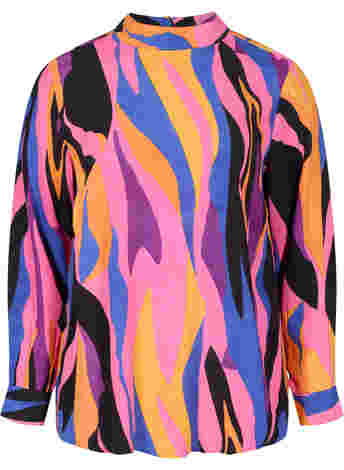 Long sleeved viscose blouse with print