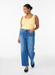 Solid color basic top in cotton, Yellow, Model image number 1