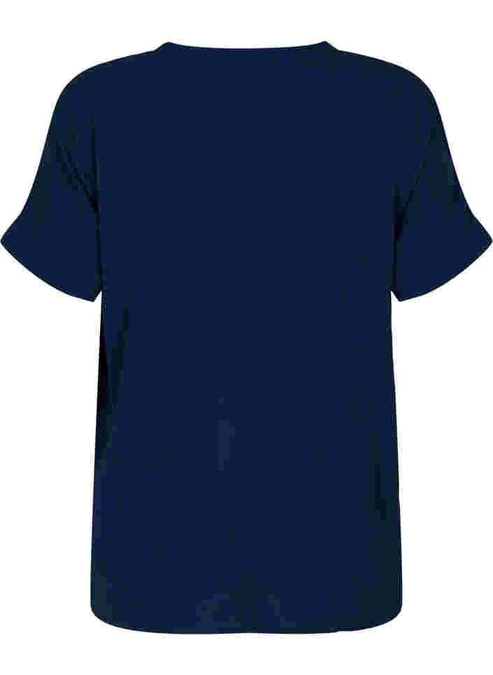 Short-sleeved v-neck blouse, Navy Blazer, Packshot image number 1