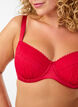 Padded bra with shiny microfibre and lace cups, Red, Model image number 3