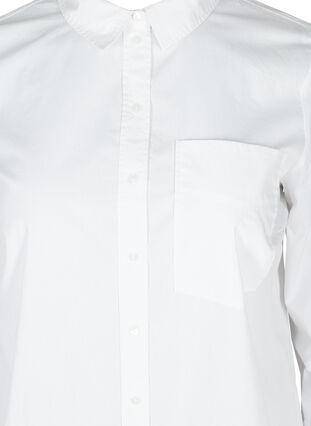 Long cotton shirt with chest pockets, White, Packshot image number 2