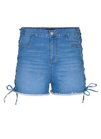 Denim shorts with lace-up details