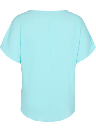 Blouse with short sleeves and a round neckline, Aqua Splash, Packshot image number 1