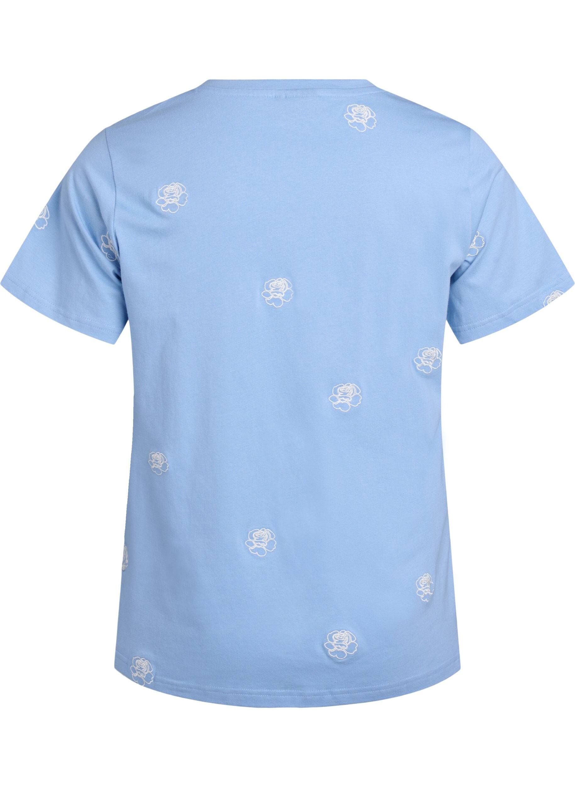 Zizzifashion T-shirt in organic cotton with embroidered motifs, Light Blue, Packshot image number 1