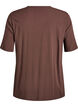 Short-sleeved woven blouse with round neck, Brown, Packshot image number 1