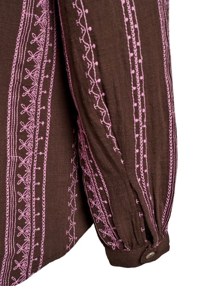 Blouse with embroidered pattern, Brown, Packshot image number 3