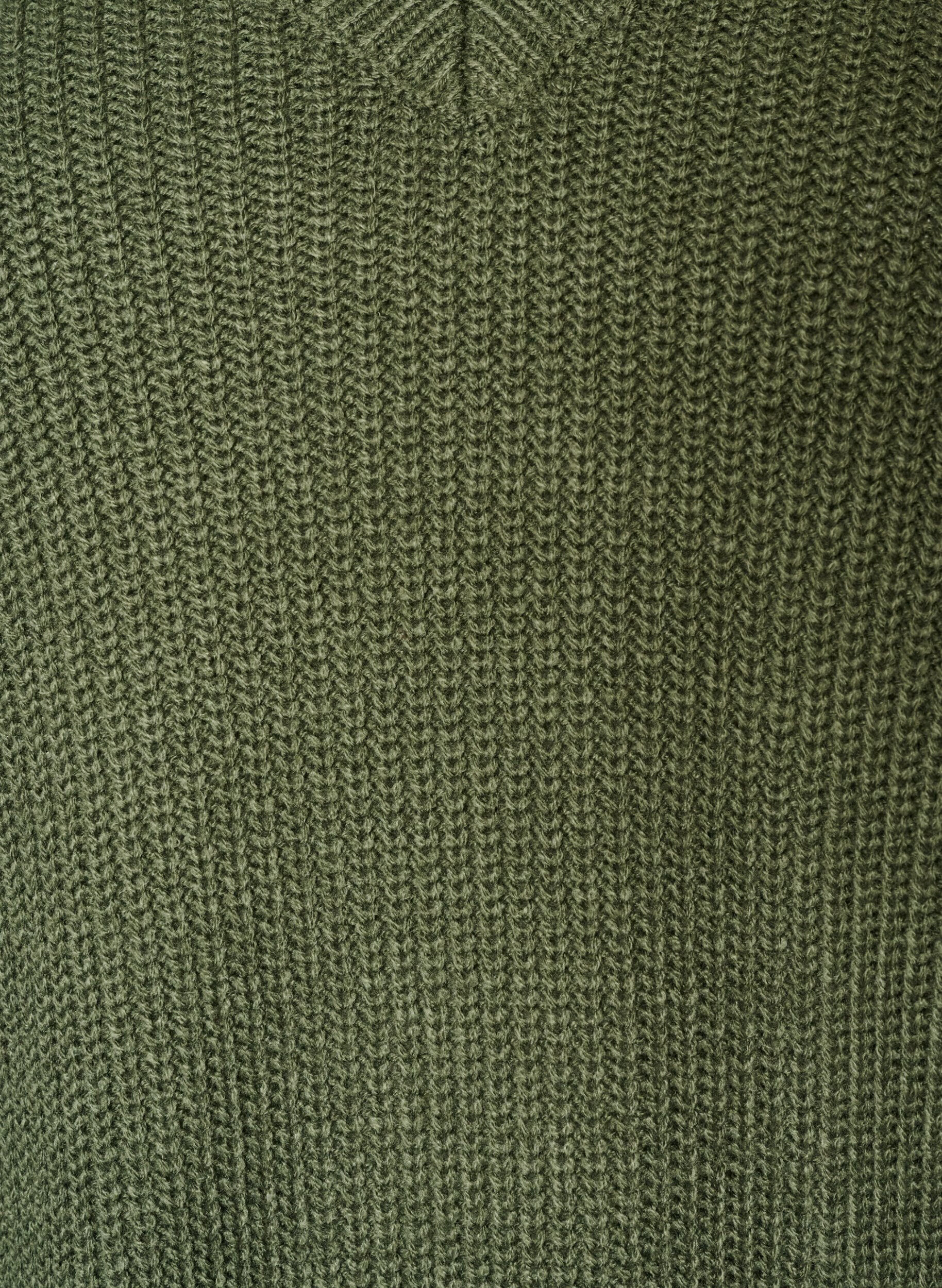 ZizzifashionLong rib-knitted blouse with a V-neck, Green, Packshot image number 2