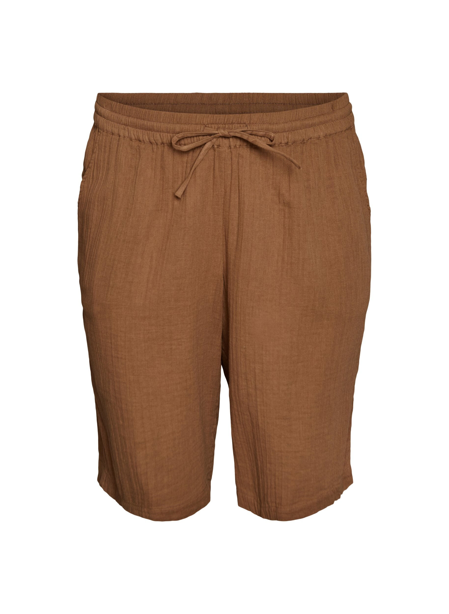 Loose cotton muslin shorts with a high waist