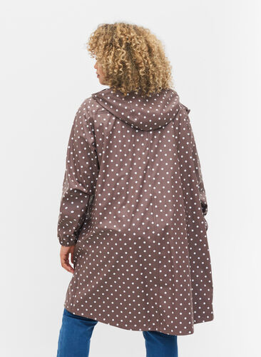 Hooded polka dot rain jacket, Iron W/White dot, Model image number 1