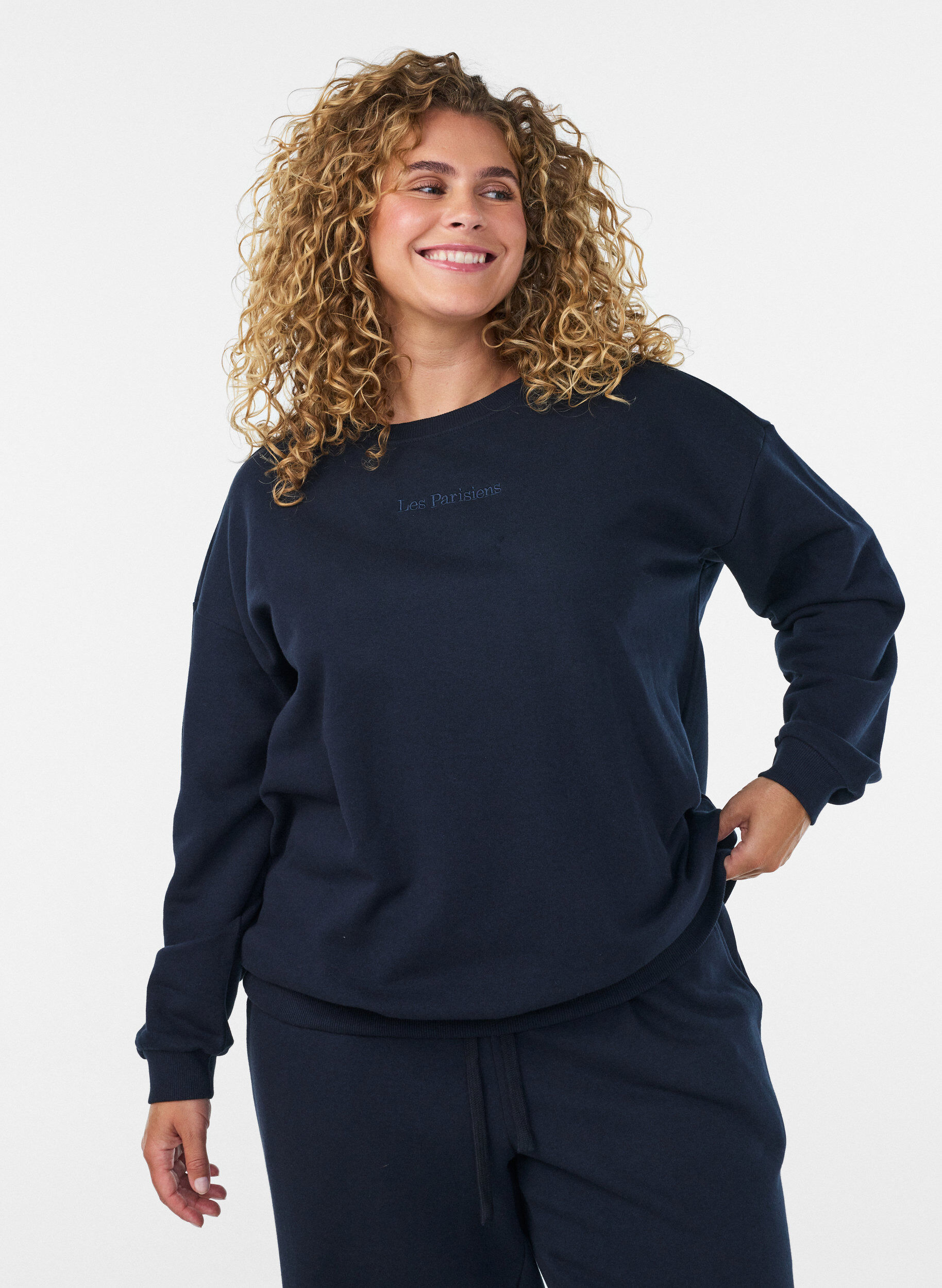 ZizzifashionSweatshirt with text print, Blue, Model image number 0