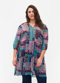 FLASH - Printed tunic with 3/4 sleeves, Multi Ethnic , Model