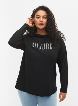Sweatshirt with high collar, Black, Model image number 0