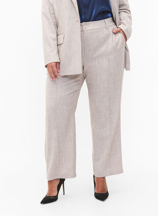 Melange trousers with elastic and button closure, String, Model image number 2