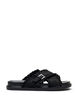 Wide fit - Sandal with criss-cross straps and ruffle edges, Black, Packshot image number 0