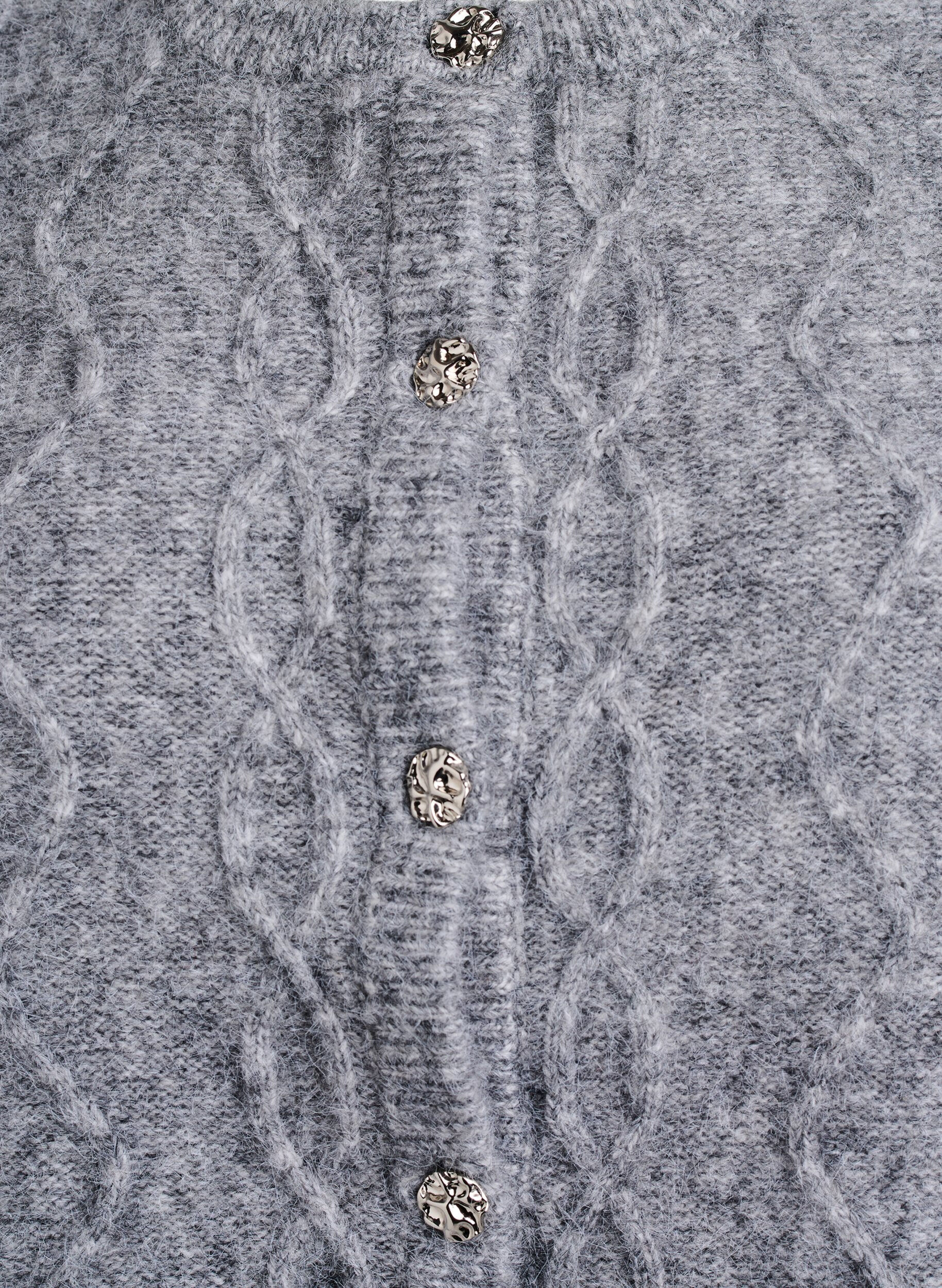 Zizzifashion Patterned knitted vest with decorative buttons, Grey, Packshot image number 2