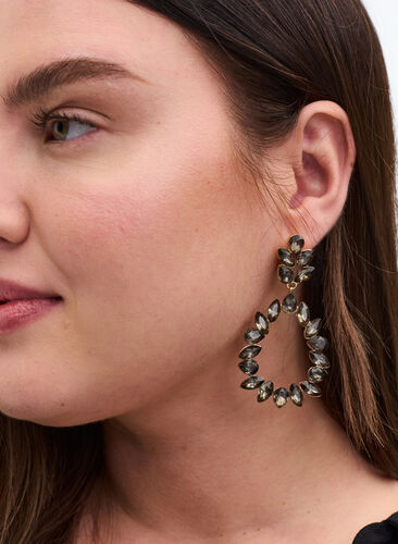 Earrings with pendant, Black, Model image number 0