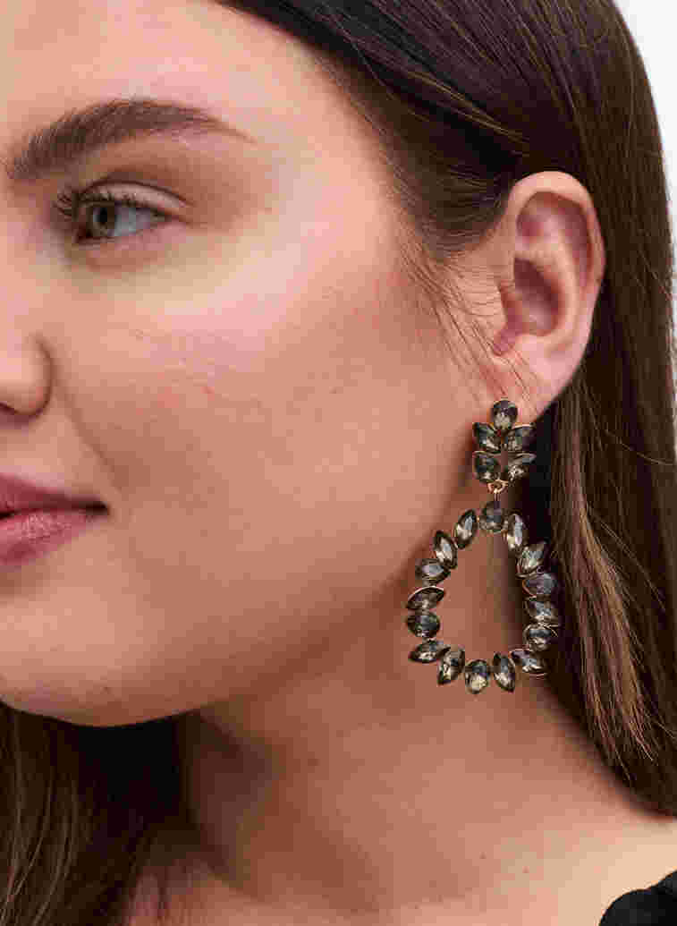 Earrings with pendant, Black, Model