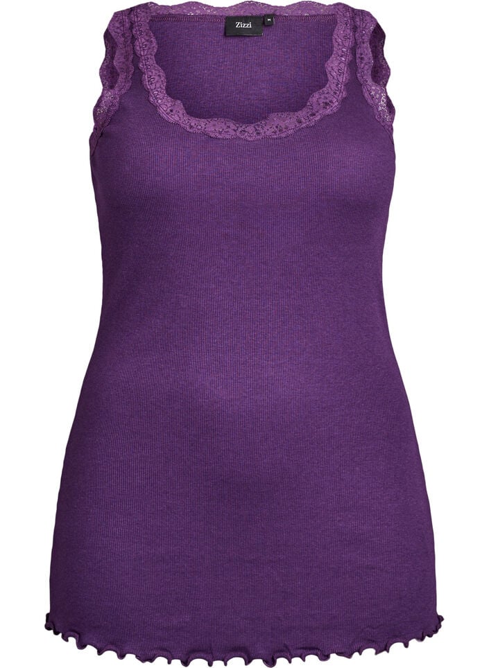 Top with lace trim, Purple, Packshot image number 0