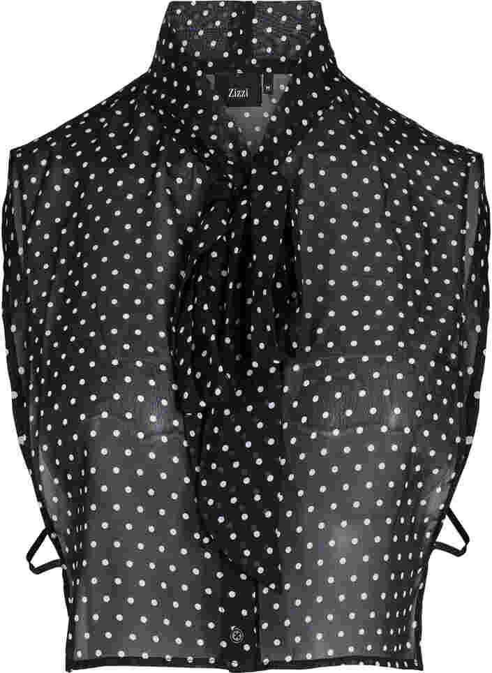 Dotted collar with tie detail, Black w. White , Packshot image number 0