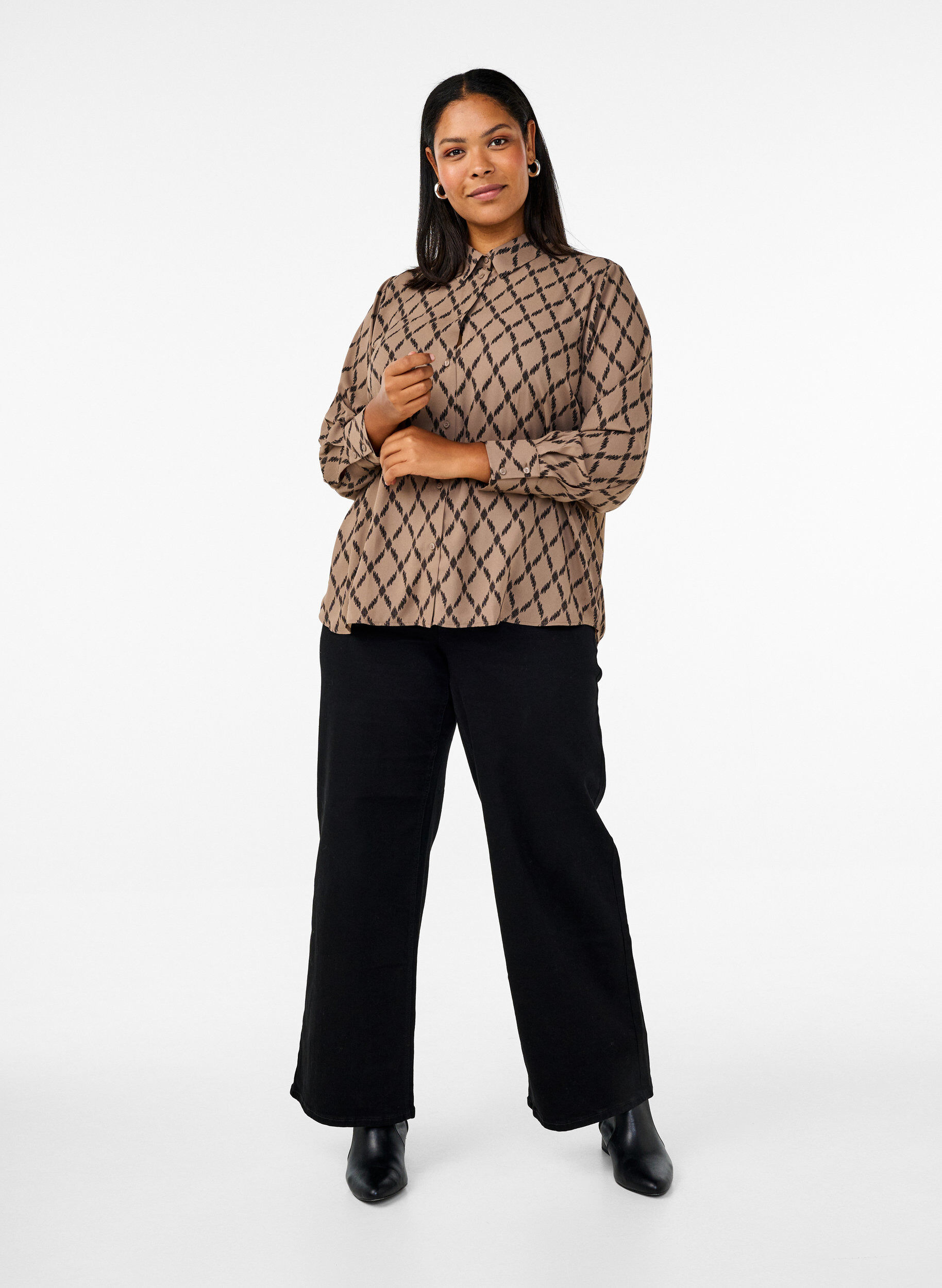 Zizzifashion Patterned shirt with long sleeves, Grafic AOP, Model image number 3