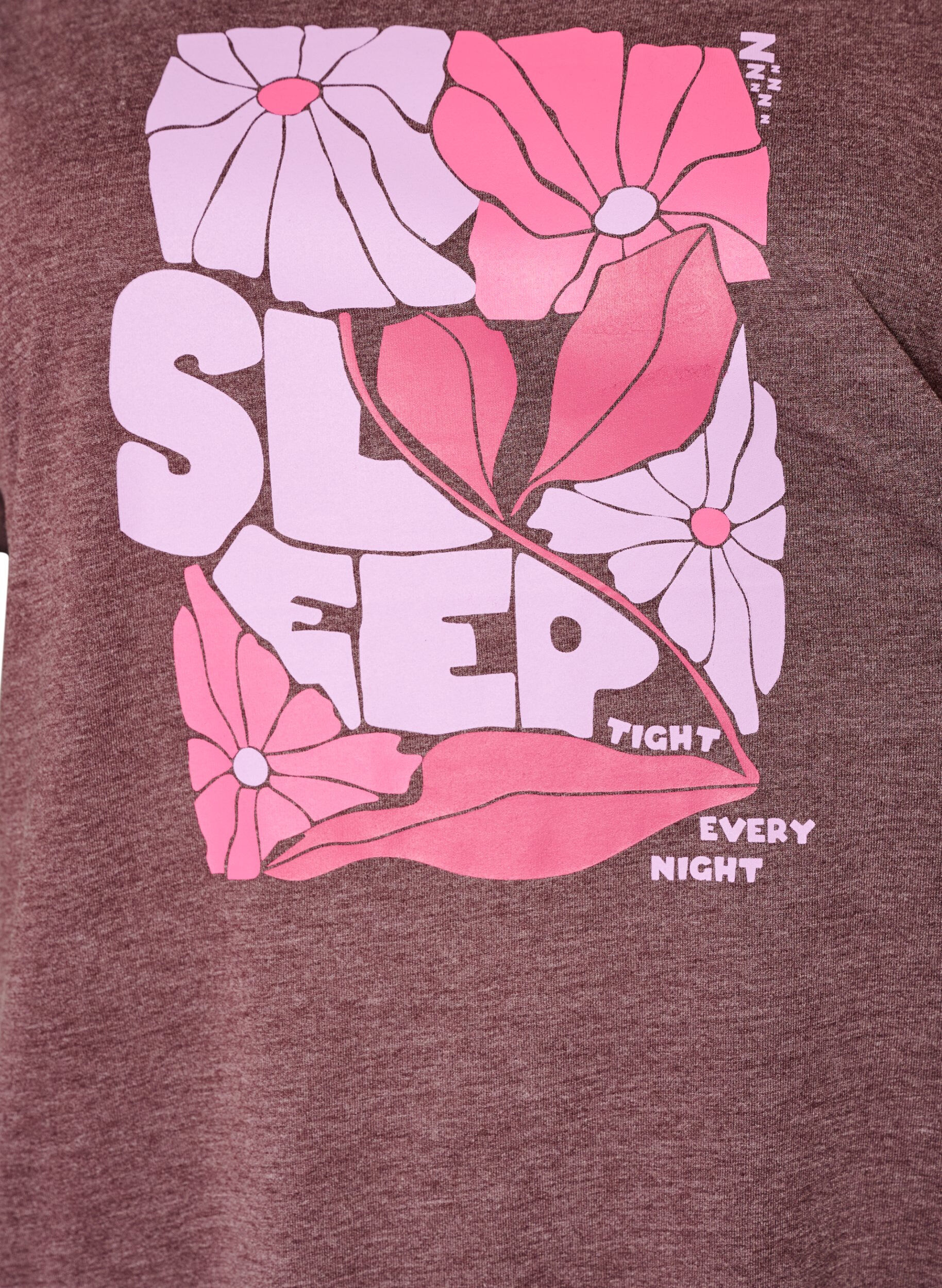 ZizzifashionShort sleeve nightgown with text print, Dark Bordeaux, Packshot image number 2