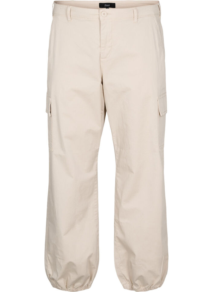 High-waisted cargo trousers, Beige, Packshot image number 0