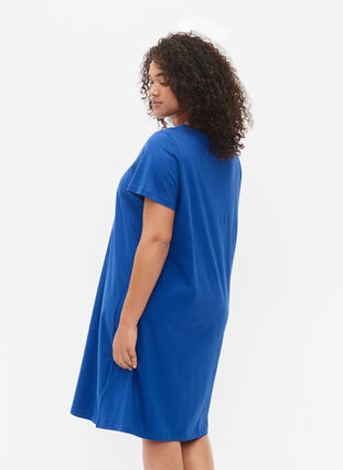 Cotton nightie with short sleeves, Dazzling Blue GOOD, Model image number 1