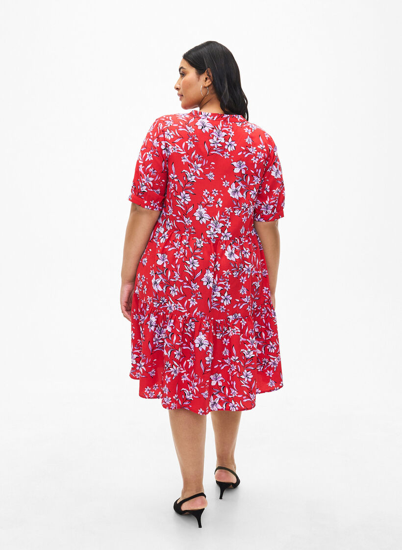 FLASH - Printed A-line dress, Poinsettia Flower, Model image number 1