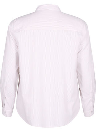 Long-sleeved cotton shirt, White Taupe Stripe, Packshot image number 1